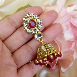 Mouli Jhumka Earrings - Maroon