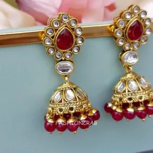 Mouli Jhumka Earrings - Maroon