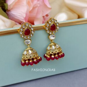Mouli Jhumka Earrings - Maroon