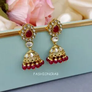Mouli Jhumka Earrings - Maroon