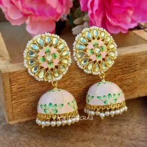 Nayanthara Jhumka Earrings - Light Pink