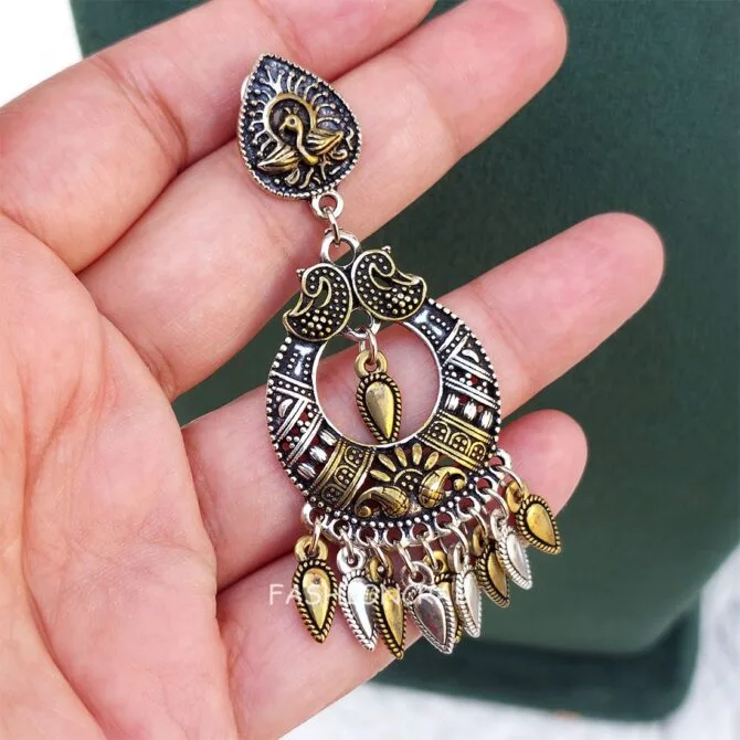 Isha Oxidized Silver Earrings