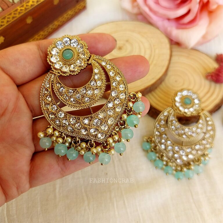Prachi Chandbali Earrings - Blue