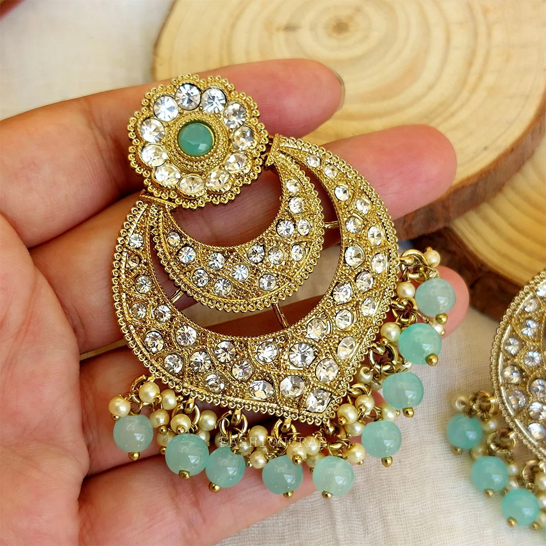 Prachi Chandbali Earrings - Blue