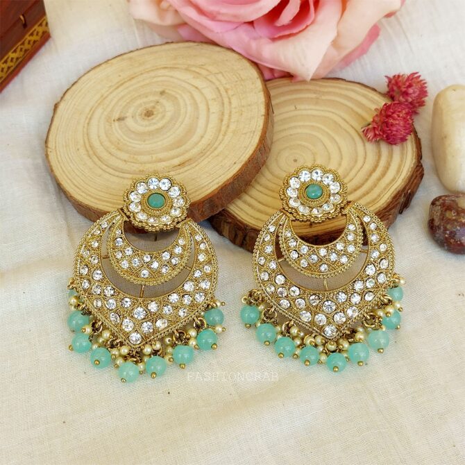 Prachi Chandbali Earrings - Blue Prachi Chandbali Earrings - Blue