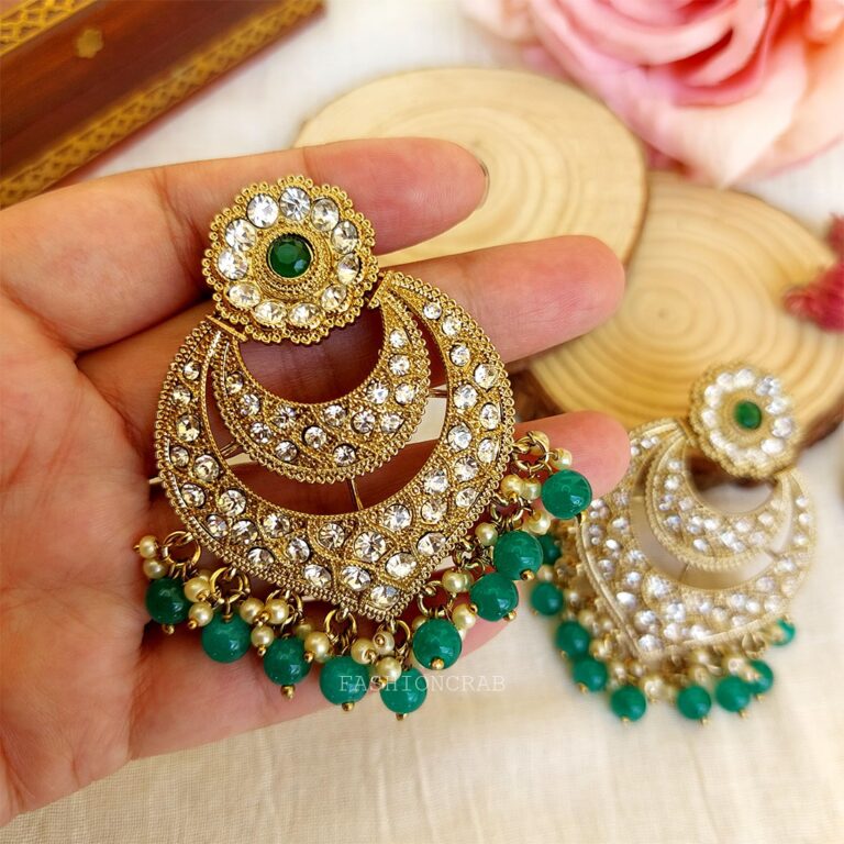 Prachi Chandbali Earrings – Green