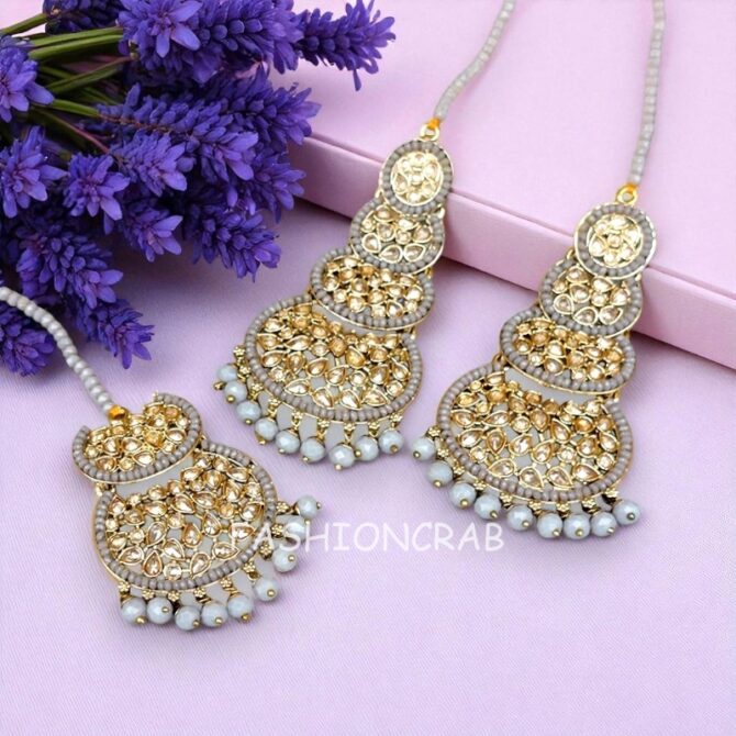 Rani Maang Tikka Set – Grey-04 Rani Maang Tikka Set – Grey