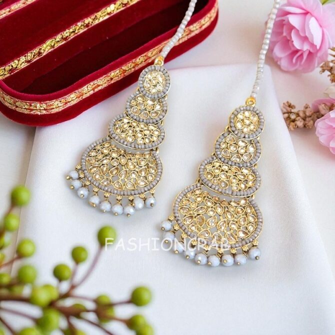 Rani Maang Tikka Set – Grey