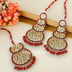 Rani Maang Tikka Set – Maroon