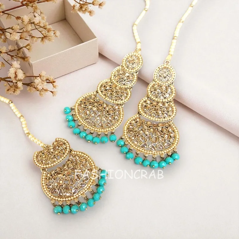 Rani Maang Tikka Set – Sea Green