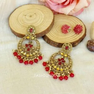 Sara Chandbali Earrings - Maroon
