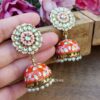 Idika Orange Jhumka Earring-01 Idika Orange Jhumka Earring