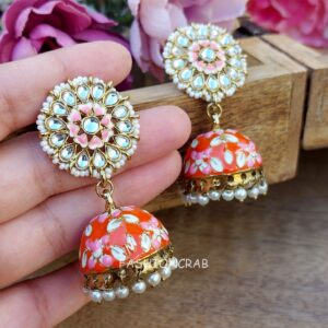 Idika Orange Jhumka Earring