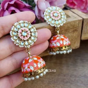 Idika Orange Jhumka Earring