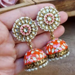 Idika Orange Jhumka Earring