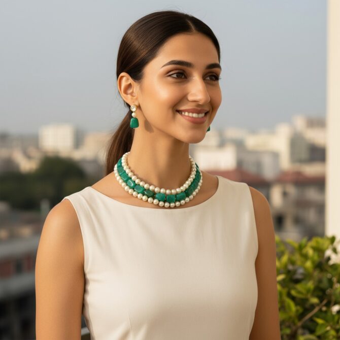 Jennifer Pearl Choker - Green-05 Jennifer Pearl Choker - Green-05