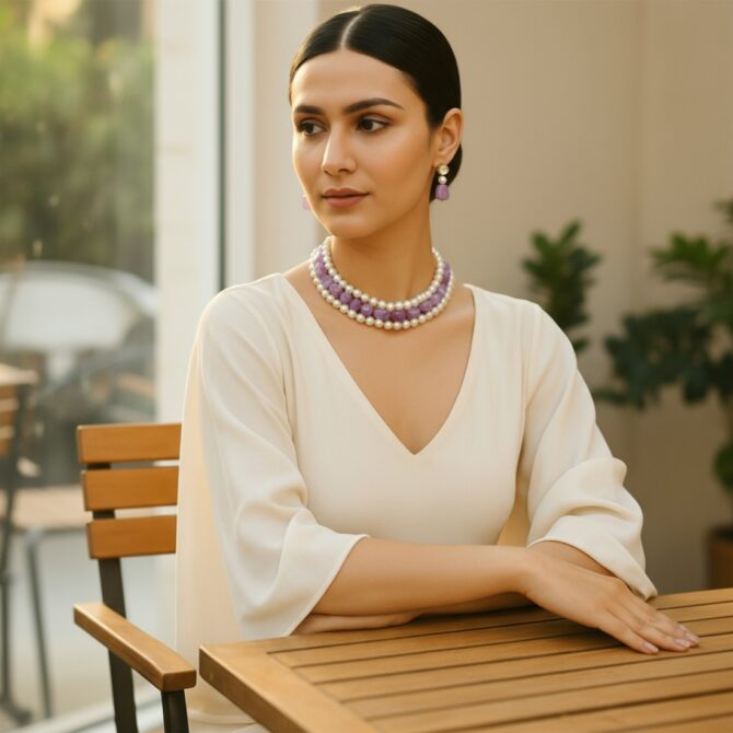 Jennifer Pearl Choker - Lavender-04
