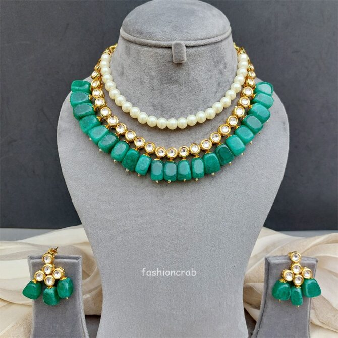 Kareena Green Kundan Jewellery Set