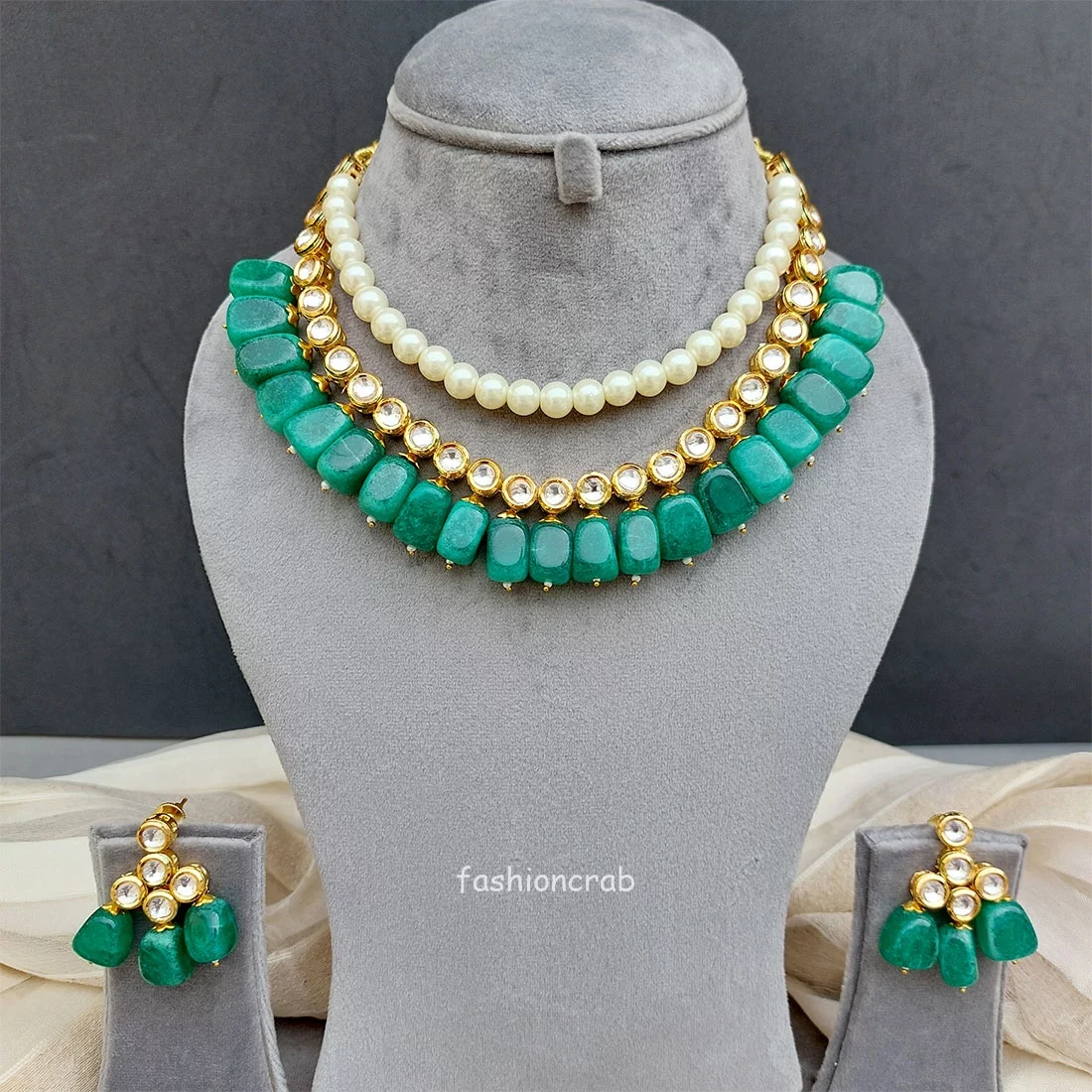 Kareena Green Kundan Jewellery Set