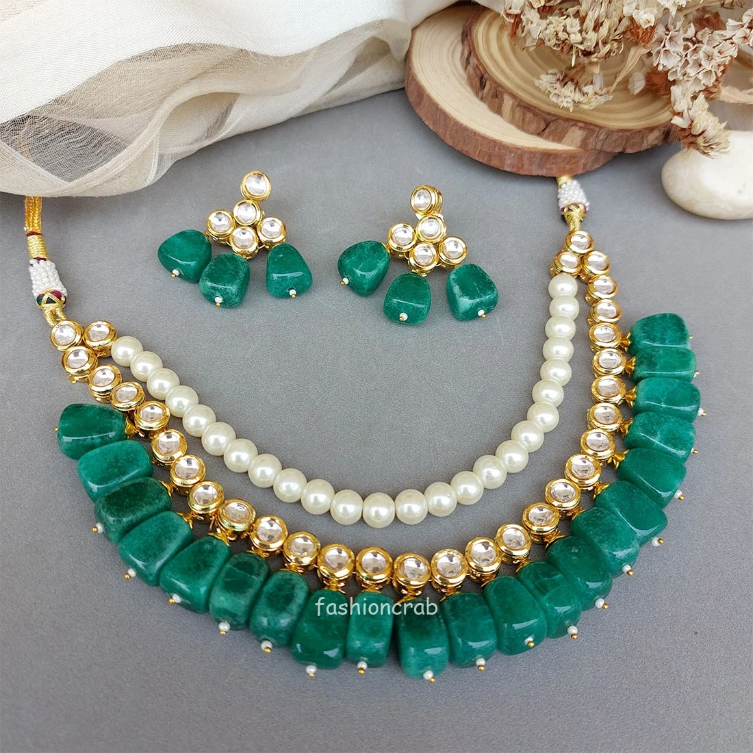 Kareena Green Kundan Jewellery Set