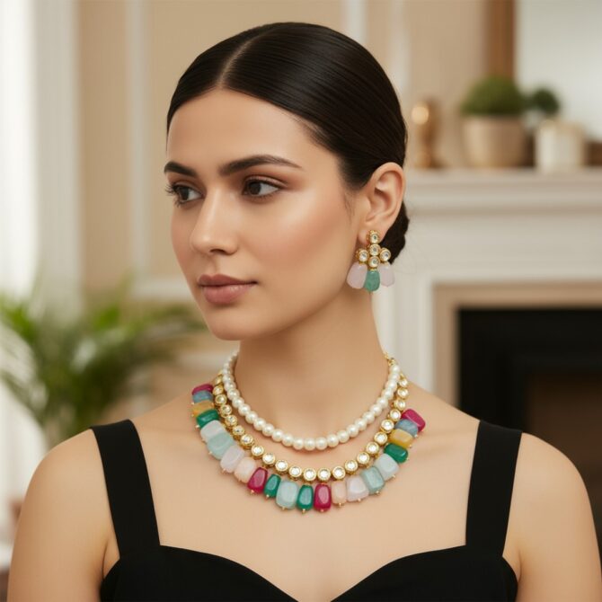Kareena Multicolor Kundan Jewellery Set-08