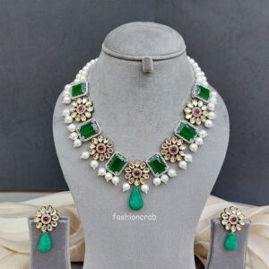 Sonam Emerald Green Necklace Set