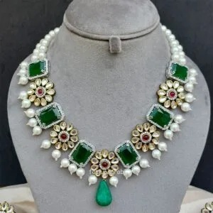 Sonam Emerald Green Necklace Set