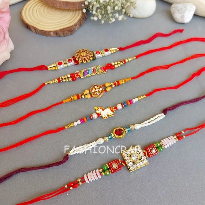 Beautiful Rakhi Combo Set of 6 Beautiful Rakhi Combo Set of 6
