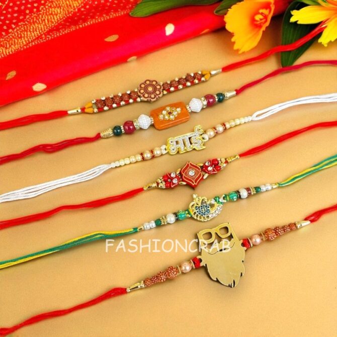 Designer Rakhi Combo Set of 6-03 Designer Rakhi Combo Set of 6
