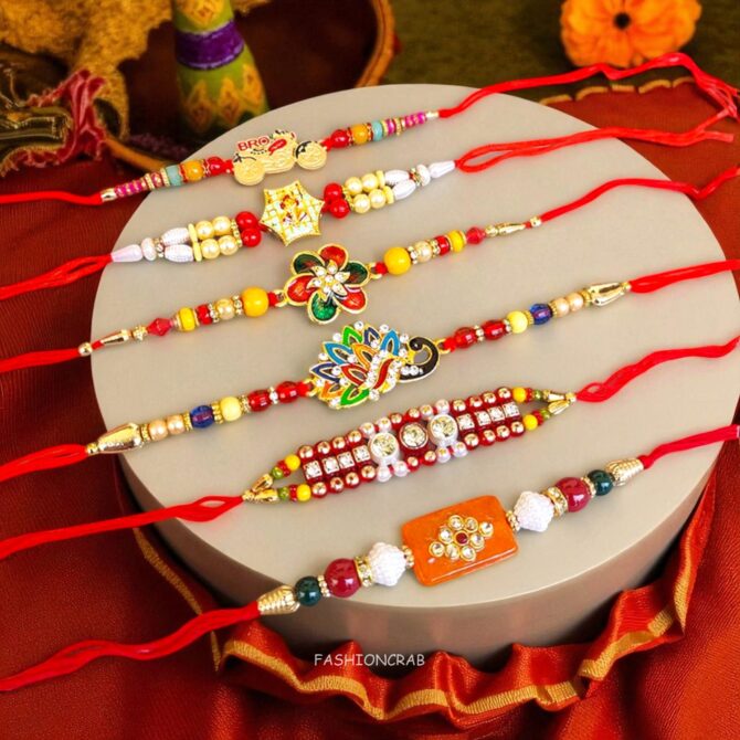 Fancy Rakhi Combo Set of 6-04 Fancy Rakhi Combo Set of 6