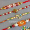 Handmade Thread Rakhi Set of 6-02 Handmade Thread Rakhi Set of 6