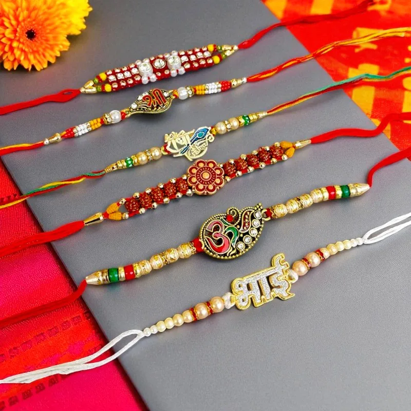 Kundan Rakhi Set of 6