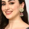 Pink Blue Kundan Jhumka Earring-03 Pink Blue Kundan Jhumka Earring