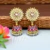 Pink Blue Kundan Jhumka Earring Pink Blue Kundan Jhumka Earring