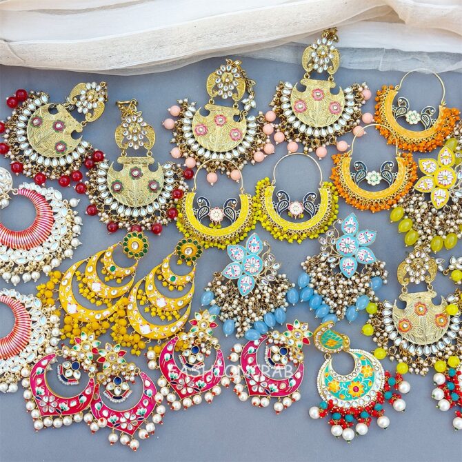5 Assorted Meenakari Earrings 5 Assorted Meenakari Earrings