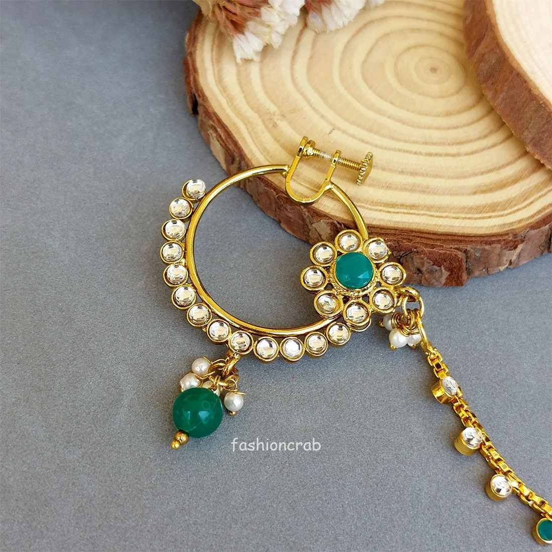 Bridal Nose Ring - Green