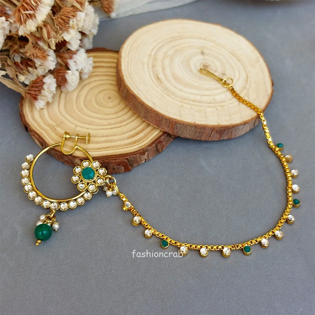 Bridal Nose Ring - Green