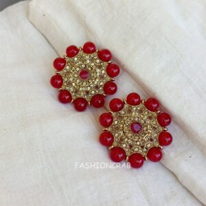 Jasmine Stud Earrings - Maroon