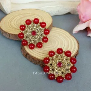 Jasmine Stud Earrings - Maroon