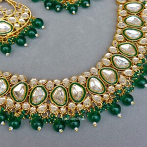 Kundan Bridal Necklace Set for Wedding - Green
