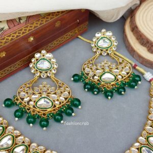 Kundan Bridal Necklace Set for Wedding - Green