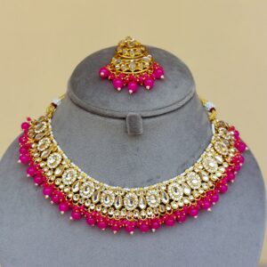 Maya Kundan Choker Set - Pink