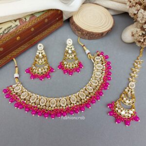 Maya Kundan Choker Set - Pink