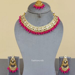 Maya Kundan Choker Set - Pink