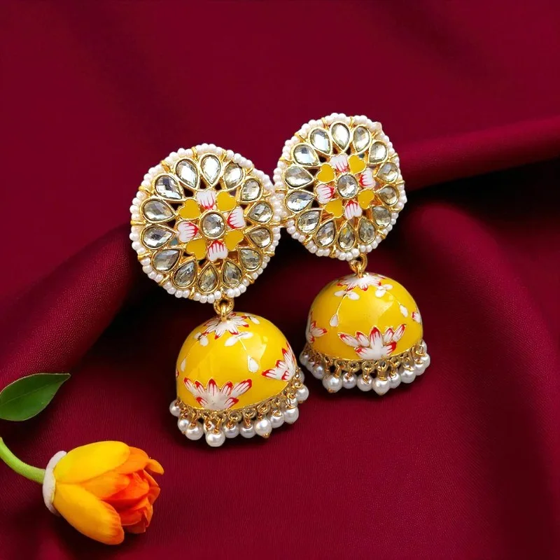 Nayanthara Jhumka Earrings Yellow