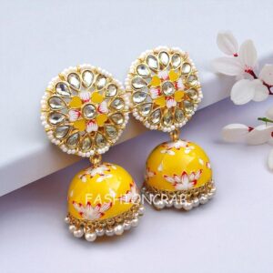 Nayanthara Jhumka Earrings Yellow