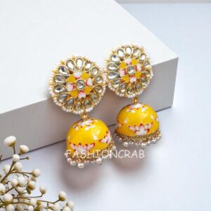Nayanthara Jhumka Earrings Yellow