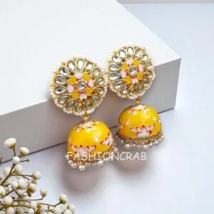 Nayanthara Jhumka Earrings Yellow