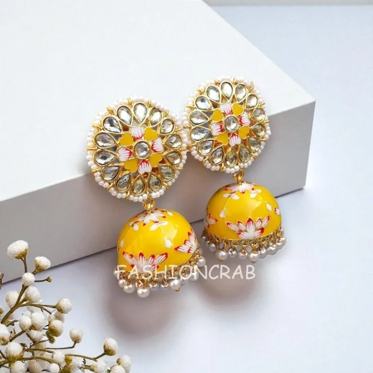 Nayanthara Jhumka Earrings Yellow