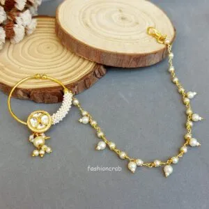 Nose Pin with Pearl Chain